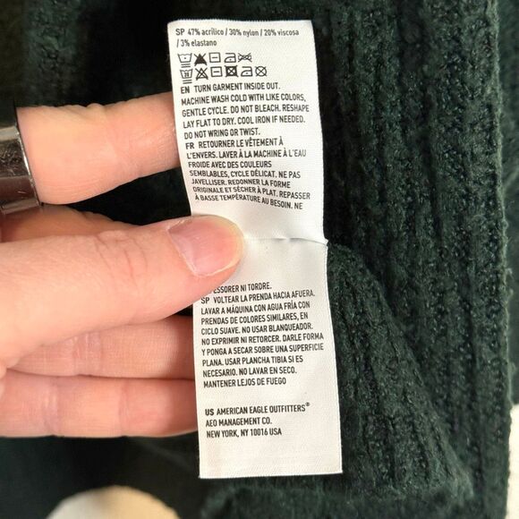 American Eagle Dark Green Open Front Cardigan Size Medium - Picture 5 of 9